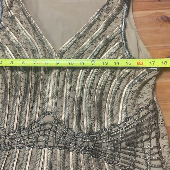 Dancing Couture Rare Sleeveless Top Embellished w Leather. Gold w Bronze Silver - Picture 14 of 17